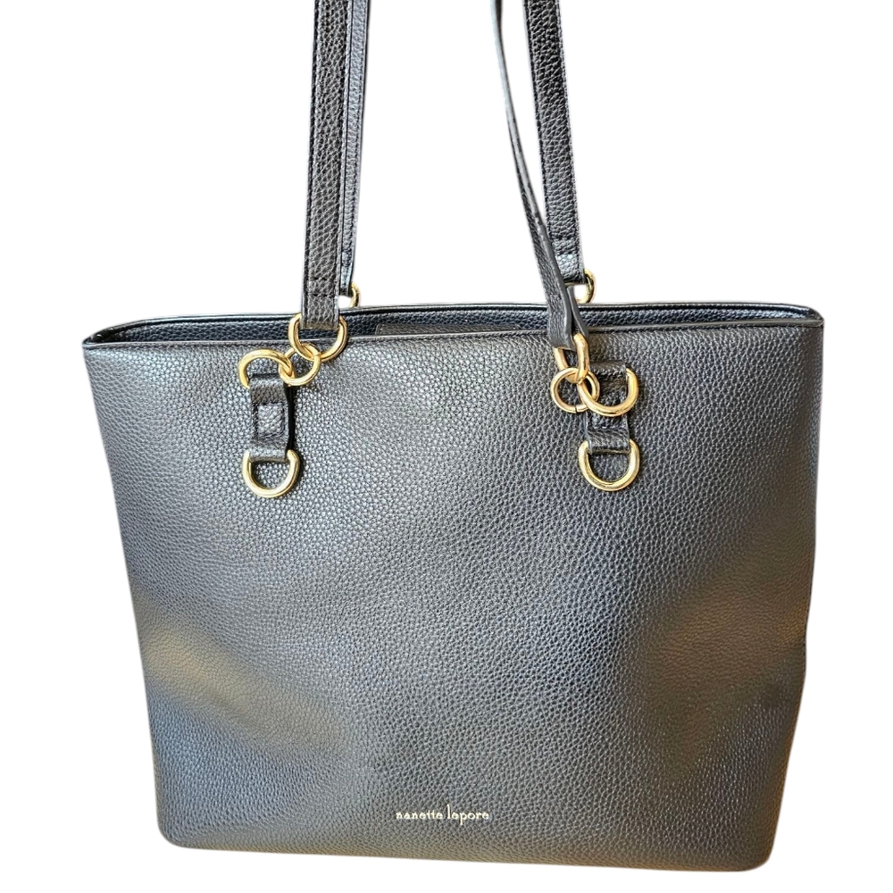 Nanette Lepore Black Leather Shoulder Tote Bag
